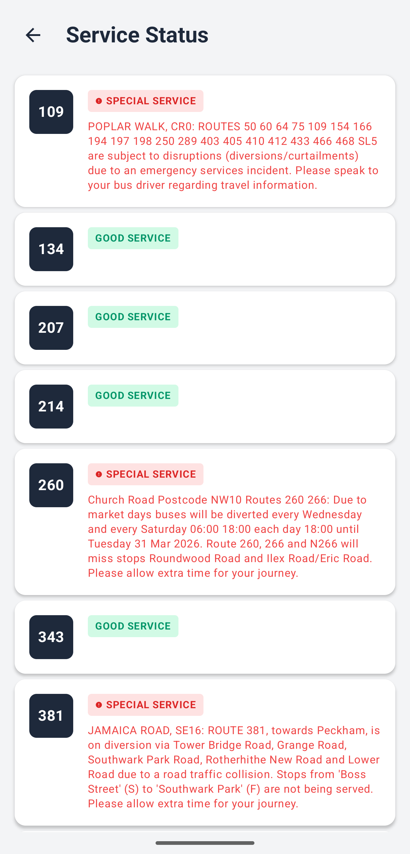 App Screenshot - Service Status